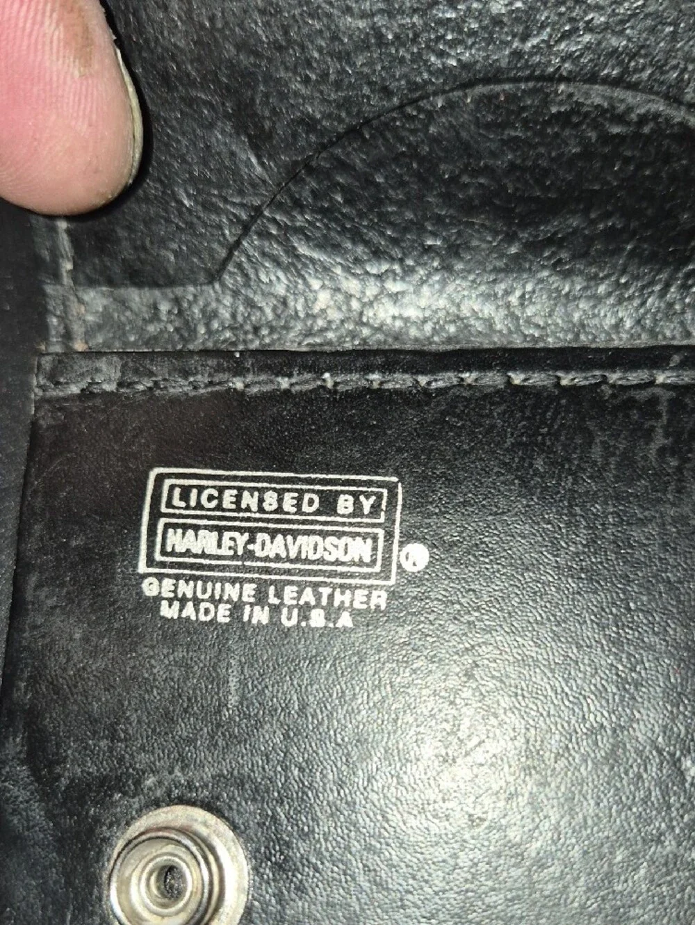 Vintage Harley-Davidson Black Leather wallet with Embossed Engine.